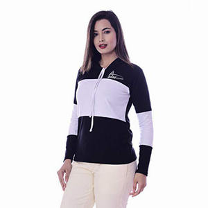 เสื้อฮู้ดผู้หญิงสองสีตัดสองสีลำลอง,เสื้อฮู้ดแบบสวมศีรษะสำหรับผู้หญิงแขนยาว - Product Image 3