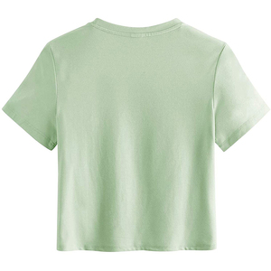 Top corto de manga corta a la moda, la mejor oferta, camiseta sin mangas informal de verano en talla XS, Spandex, punto en blanco, bordado, estampado de logotipo - Product Image 5