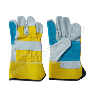 Guantes de trabajo de seguridad, combinación de cuero de vaca, la mejor oferta - Product Image 4