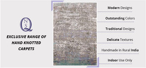 Tapis indien de qualité supérieure, fait main, en laine/soie, moderne, adapté aux animaux domestiques, antidérapant, au meilleur prix - Product Image 2