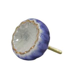 Blue Bell Ceramic Knobs in Round Shape for Dresser <b>Cabinet</b> Door Drawer Furniture Knobs for Home Decoration Tradnary - Product Image 1