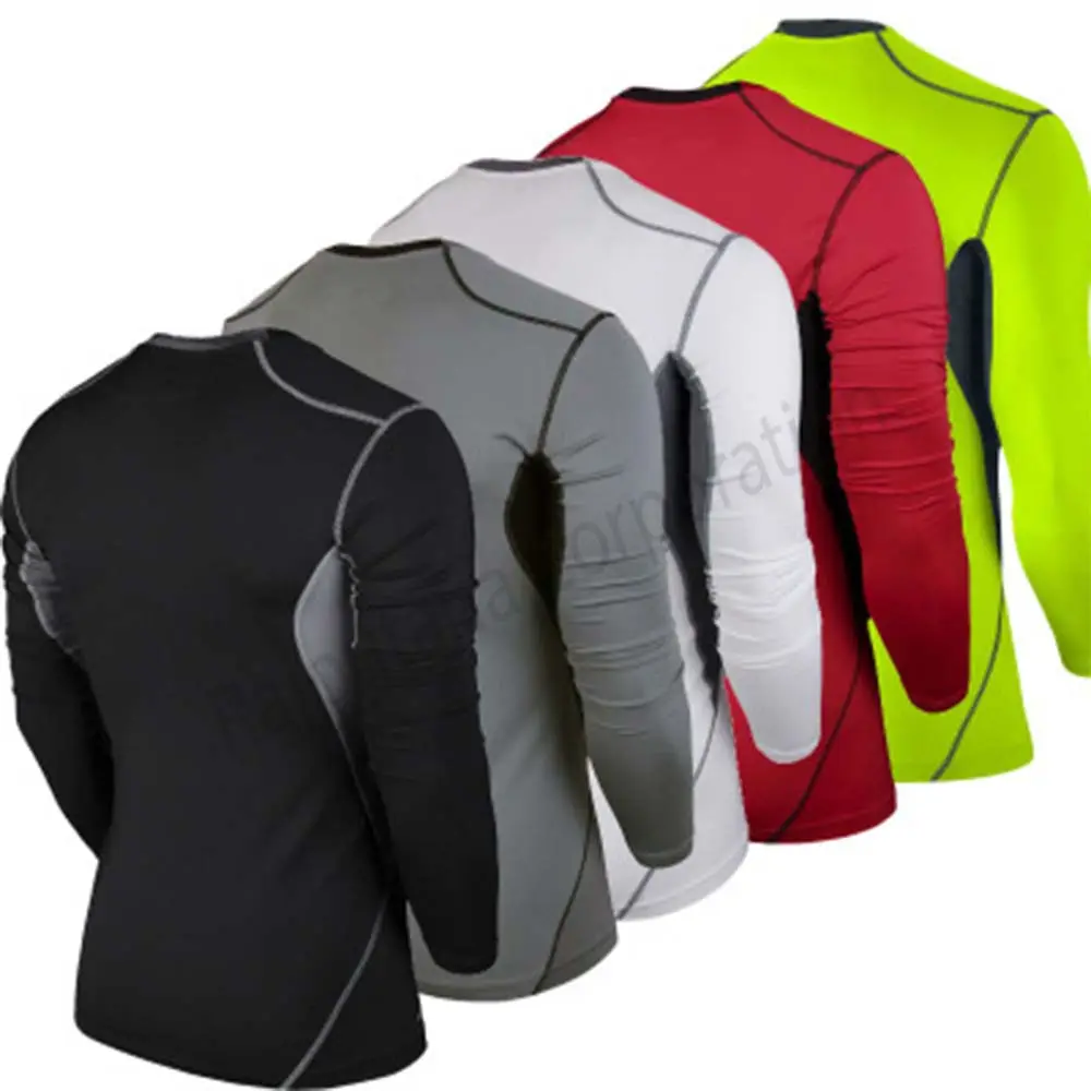 Newest fitness men long sleeve basketball running sports t shirt men thermal bodybuilding gym compression tights shirt