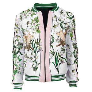 Custom Designed Adult Unisex Bomber <b>Jacket</b> Stand Collar Zipper Closure Sublimated Print Casual Style Waterproof Cotton Windproof - Product Image 4