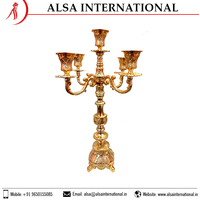 Lampe sur pied en verre et métal au design antique, élégante et luxueuse, avec 5 bras, porte-bougie votif, pour Noël, en gros