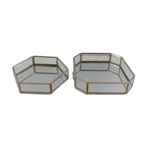 <b>Mirror</b> Serving Tray Glass Perfume <b>Vanity</b> Rectangle Home Decor Jewelry Holder Metallic Glossy Serving Decorative Tray Gold - Product Image 3