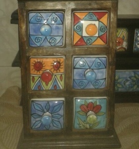 Classic <b>Wooden</b> Chest Of Ceramic Drawers Spice Box & Gift <b>Wooden</b> <b>Craft</b> - Product Image 1