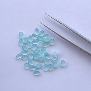 4mm 6mm Naturel Bleu Aqua Calcédoine Pierre Lisse Ovale Lâche Calibré Cabochon Gemme Du Fabricant Usine Prix En Ligne - Product Image 1