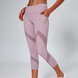 OEM <b>High</b> Waist Women's Yoga Pant Breathable Spandex Woven Knitted Seamless Casual XL <b>Knee</b>-Length Leggings - Product Image 3