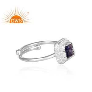 Iolite conjunto de plata de ley fina proveedor de joyas de diseñador elegante Retro anillo de piedras preciosas joyas - Product Image 3