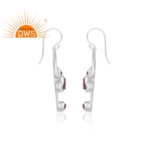 Diseño hecho a mano plata de ley fina rubí natural piedra preciosa aro pendiente joyería para mujer regalo para ella - Product Image 3