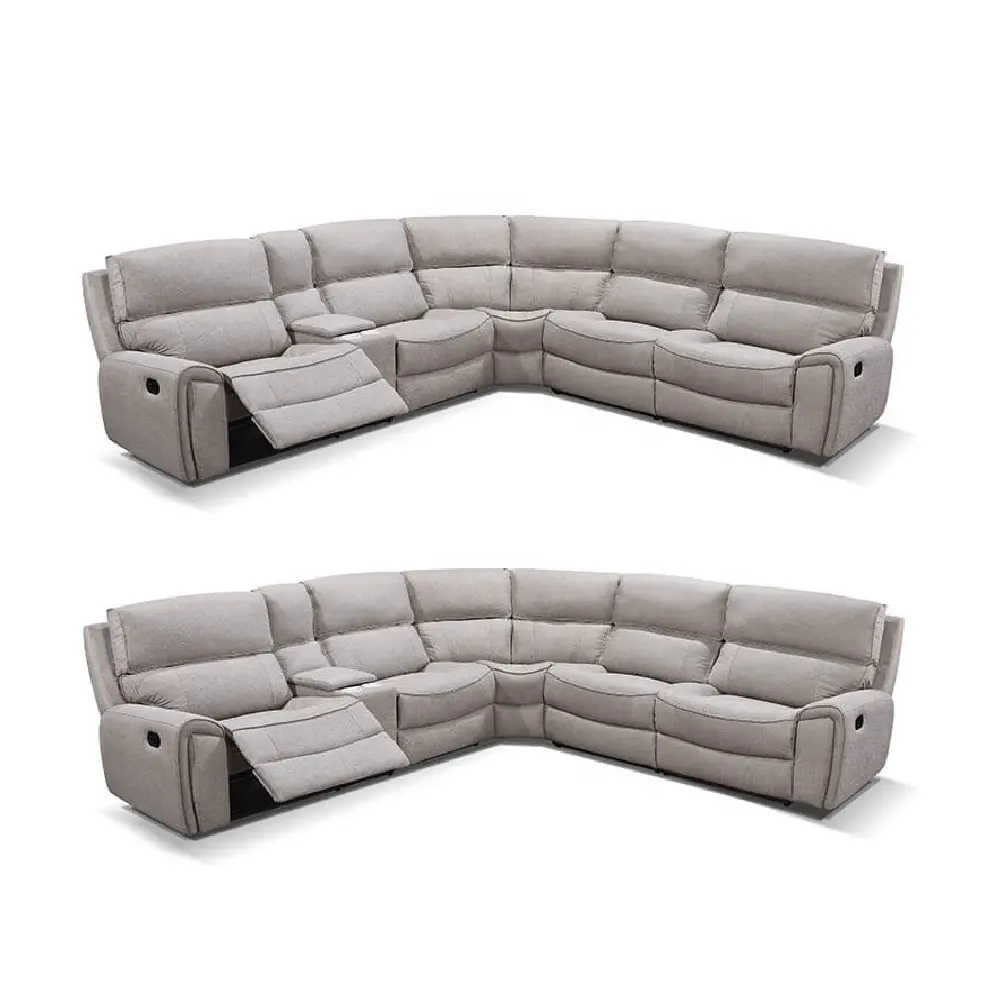 Furnitur Rumah Desain Modern Beludru Putih Mewah Set Sofa Recliner Bentuk L Diekspor dari Vietnam