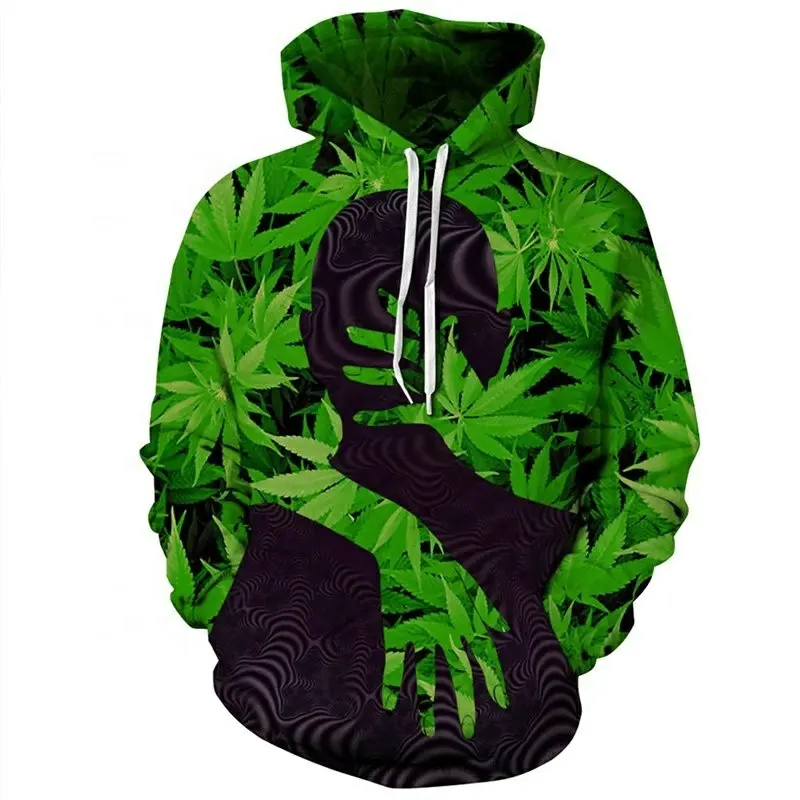 Top Selling Weed Logo print High Quality Fashionable Men Pullover Hoodies Custom Sublimation Sweat suit Hoodie for Adults Unisex