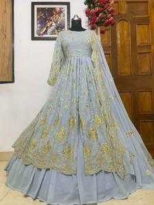 Salwar Kameez Plazo กับ Dupatta,ชุดปาร์ตี้ออกแบบปากีสถานอินเดียพร้อม - Product Image 4