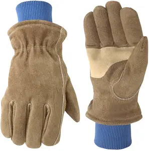 男士廉价防护安全牛分体皮革手套冬季建筑皮革工作手套