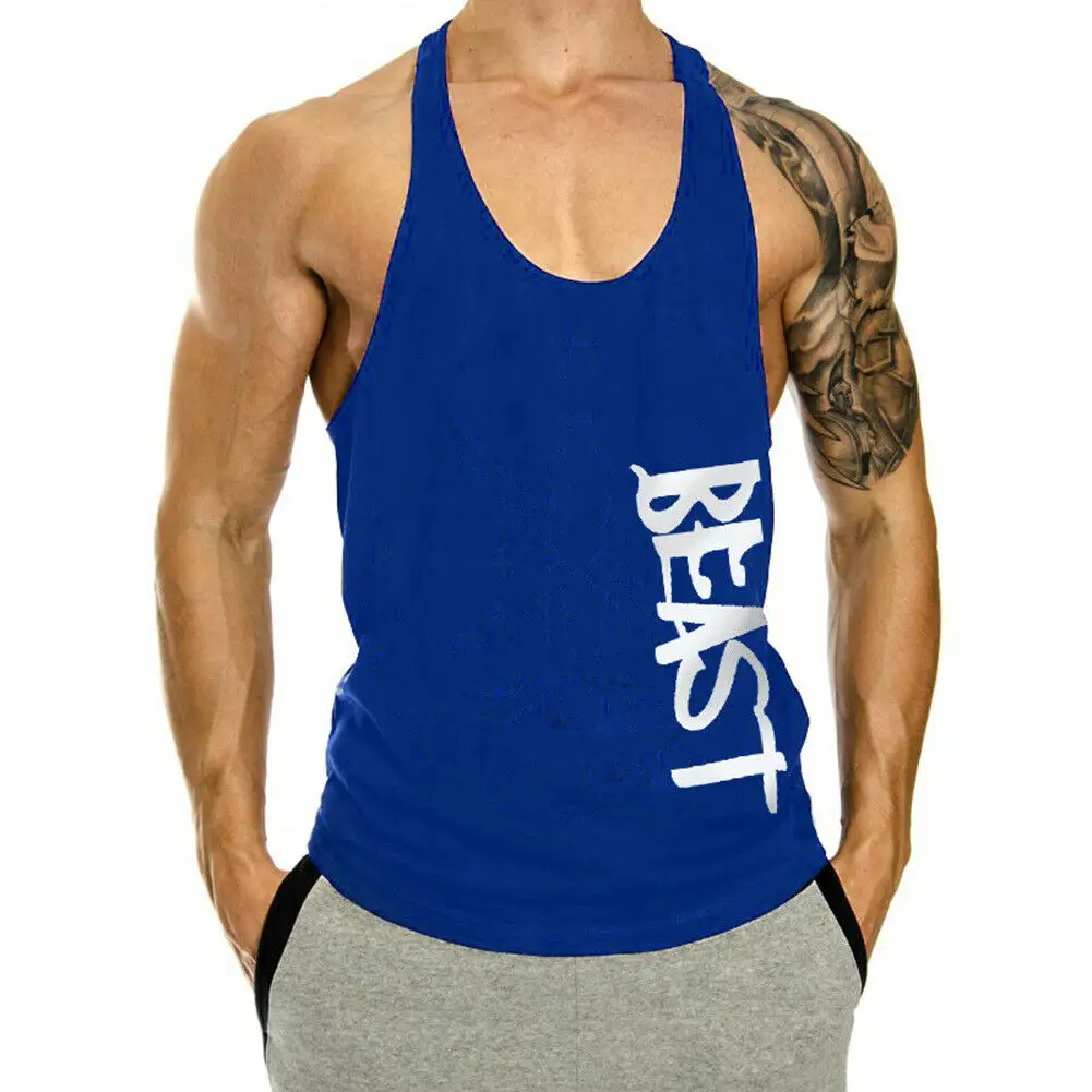 Latest design tank tops for men custom made stringer vests for men with custom printing styles mens fitness sleeveless shirts