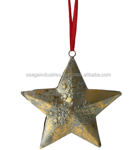 HIGH QUALITY METAL GOLDEN NEW DESIGN CHRISTMAS HANGING STAR ORNAMENT for <b>TREE</b> DECORATION HOME DECOR HOT SELLING STAR - Product Image 3