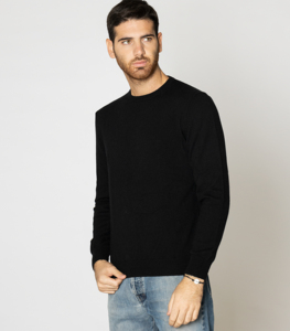 Venta al por mayor 100% Cachemira Hilo Hombres Jersey Tejido a mano Negro Suéter Invierno ODM Suministro - Product Image 2