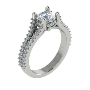 Anillo de Compromiso Solitario con Diamante Real de 1.00 TCW para Mujer en Oro Blanco de 14K |   Corte redondo con piedras decorativas, joyería fina nupcial - Product Image 1