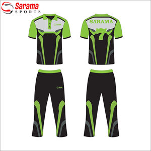 ชุดยูนิฟอร์มคริกเก็ตชายคุณภาพสูงแบบซับลิเมชั่น ยี่ห้อ Sarama Sports พร้อมโลโก้แบรนด์และชื่อทีมตามสั่ง เนื้อผ้าโพลีเอสเตอร์ ระบายอากาศได้ดี - Product Image 3