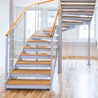 DAIYA escaliers étages en forme de U escalier en bois massif escalier