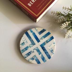 2024 Hot Selling Eco-Friendly White and <b>Blue</b> Europe Style Resin Coaster Set Round Tea Coffee <b>Mats</b>/Pads Pack 4 for Home <b>Table</b> - Product Image 5