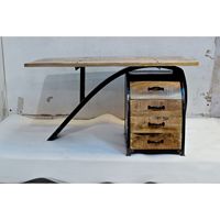 Escritorio de Oficina Ejecutivo de Estilo Urbano Moderno, Convertible, Diseño Industrial, Madera Maciza, Cajón, Detalles Metálicos para Uso Doméstico