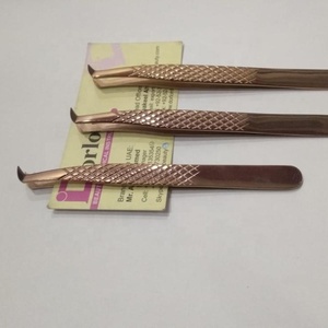 Pince à épiler d'extension de cils en or rose de marque privée en acier inoxydable - Product Image 1