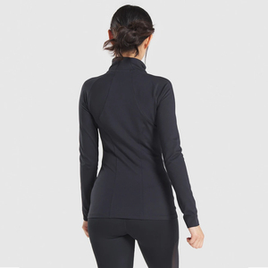 Sudadera corta negra personalizada de 2 piezas para mujer, estilo OEM de última moda, para gimnasio, 100% algodón - Product Image 3