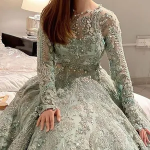 Vestido de INDIAN--BRIDAL ANARKALI LEHENGA, hermoso vestido con cuentas de cristal de piedra, ZARI-work para boda @ 2021 - Product Image 1