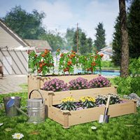 Lit de jardin surélevé pour enfants, boîtier de fleurs en bois, culture de légumes, pour l'extérieur, 3 niveaux