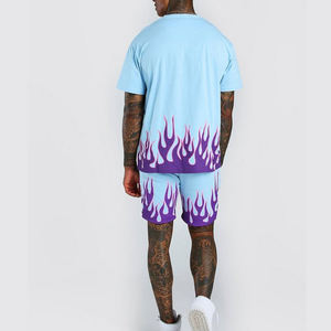 Chándal personalizado para hombre, camisas de algodón y pantalones cortos, conjunto de dos piezas - Product Image 4