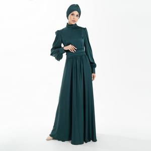 Abaya — robe d'émeraude pour femme musulmane, à manches longues, coupe cintrée, style islamique, manches longues, avec coiffure, pour dame modeste - Product Image 3