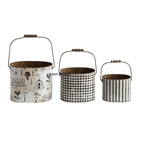 Buffalo Check Black & White Metal Planters & Container Flower <b>Pots</b> Home/Garden Decor Floor Planters <b>Table</b> Planter Plants Holder - Product Image 6