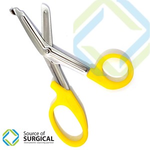 Fabricante de tijeras de peluquero de acero inoxidable con mango de plástico ABS Tijeras de peluquero industriales baratas de la mejor calidad Plástico amarillo - Product Image 3