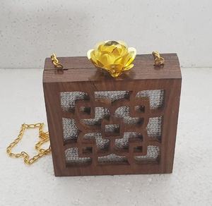 Pochette de finition naturelle en bois brun de luxe Sac à main en résine avec motif de cadre pour un usage quotidien Sac de fête de mariage - Product Image 6