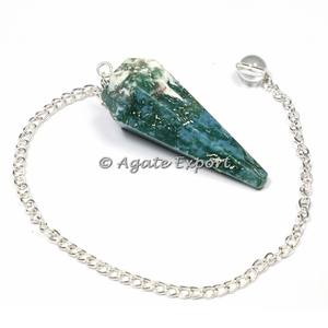 Guérison poli Moss Agate 6 Facettes Pendules gemstone guérison décoration pendules - Product Image 3