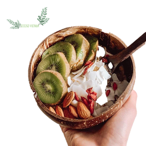 Bol pour bougies style vietnamien, boite en coquille de noix de coco, avec jeu de cuillères pour une utilisation saine, fabriqué par ec2go Vietnam, vente en gros, - Product Image 1