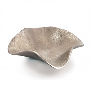 Bol à fruits en métal fait à la main pour restaurant en métal argenté brillant bols de service à salade en aluminium nickelé gaufrage - Product Image 2