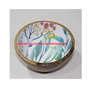 Ensaladera decorativa de madera esmaltada con estampado floral elegante y lujoso de madera y frutero para el hogar, el hotel y el restaurante usados - Product Image 2