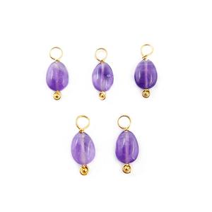 อเมทิสต์เครื่องประดับอัญมณีทรงรีผิวเรียบ,จี้อัญมณีประจำเดือนกุมภาพันธ์จี้เครื่องรางผูกลวดสำหรับเป็นของขวัญให้เธอ - Product Image 2