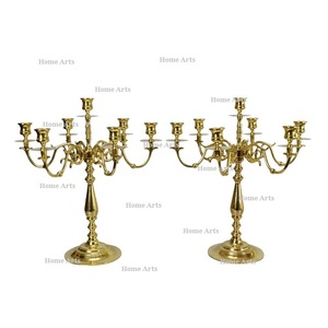 Set Of 2 Aluminium Gold Color Candelabra Customized Size And Shape Candelabra For Wedding And Home Decor - Product Image 1