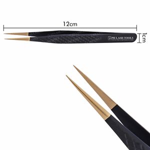 Pinzas de diseño de corte de diamante de punta recta de pestañas negras con etiqueta privada de Punta dorada, pinzas de volumen y aislamiento Etiqueta Privada - Product Image 4