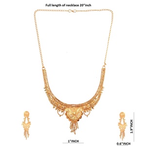 Bijoux indiens Bollywood plaqué or collier ras du cou boucles d'oreilles ensemble de bijoux pour femmes filles - Product Image 5