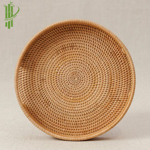 Plateau de service en rotin fait à la main, artisanat écologique, rangement du décor, plateau en rotin pour fruits, vente en gros, 12 pièces - Product Image 3