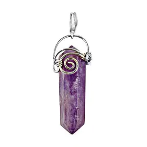 Best Seller Handcrafted Pencil Pendant Design With Amethyst Gemstone Fancy Artistic Pendant Jewellery Gift For Her