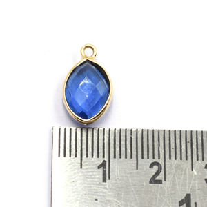 จี้เงินทรงมาร์ควิสประดับอิโอไลต์ควอตซ์ ขนาด 15 ถึง 17 มม. พร้อมห่วงชุบทอง - Product Image 3