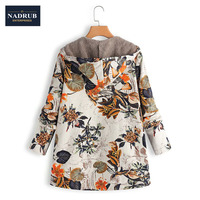 Chaqueta acolchada de Invierno para mujer, chaqueta con estampado Floral cálido, Vintage, de gran tamaño, novedad de 2020