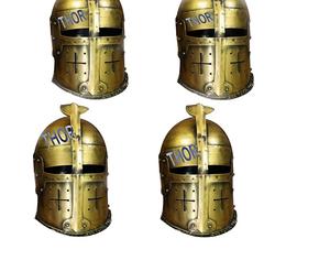 Casque de sucre en forme de pain médiéval personnalisé, casque spartiate, armure de chevalier romain antique, support en métal, modèle en acier, technique plaquée, logo personnalisé - Product Image 1