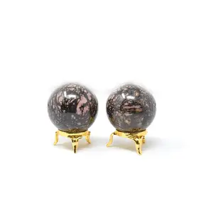 Die angesagte ste Healing Spotted Jasper Sphere mit Messingst änder Edelstein kugel Hochwertige natürliche Kristall kugeln