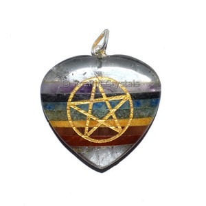 Buy Online Chakra Bonded Pentagram Heart Pendant : Chakra Bonded Pentagram Heart Pendant For Sale - Product Image 1